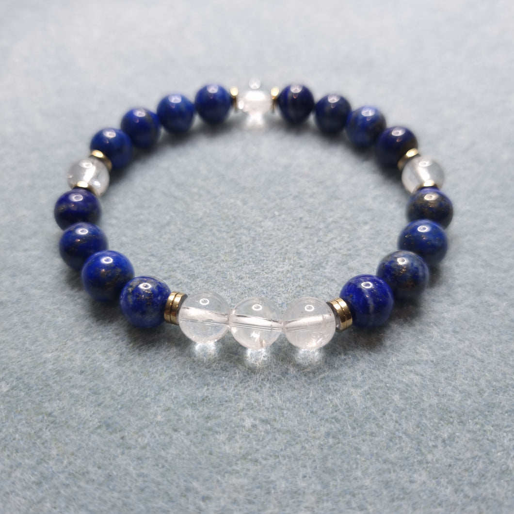 Bracelet Intuition Lapis lazuli et Cristal de roche